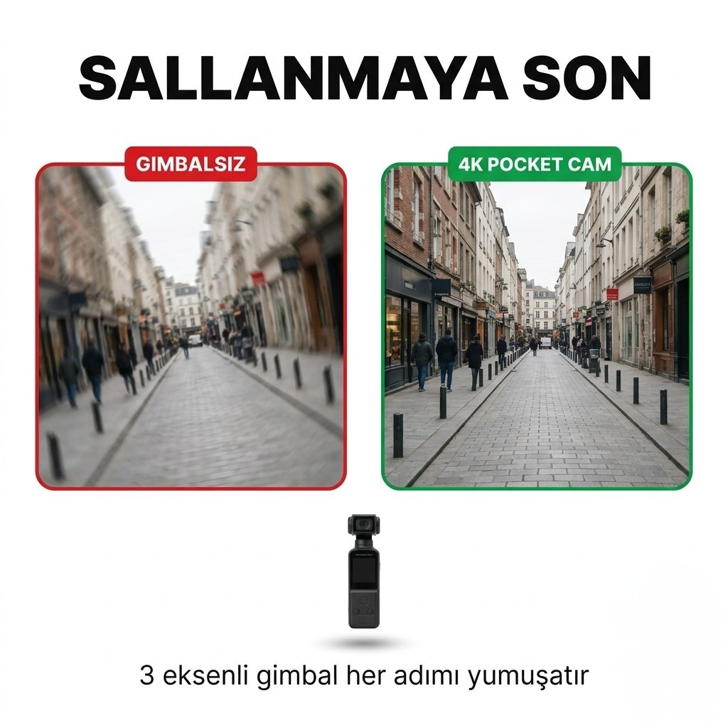 Snorae 4K Cep Kamerası — 9 Parça Set + Yaka Mikrofonu