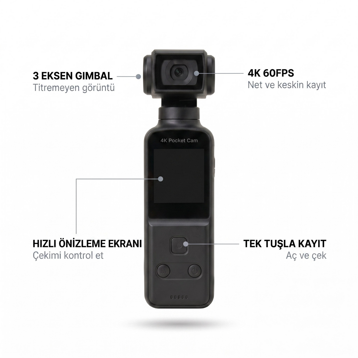 Snorae 4K Cep Kamerası — 9 Parça Set + Yaka Mikrofonu